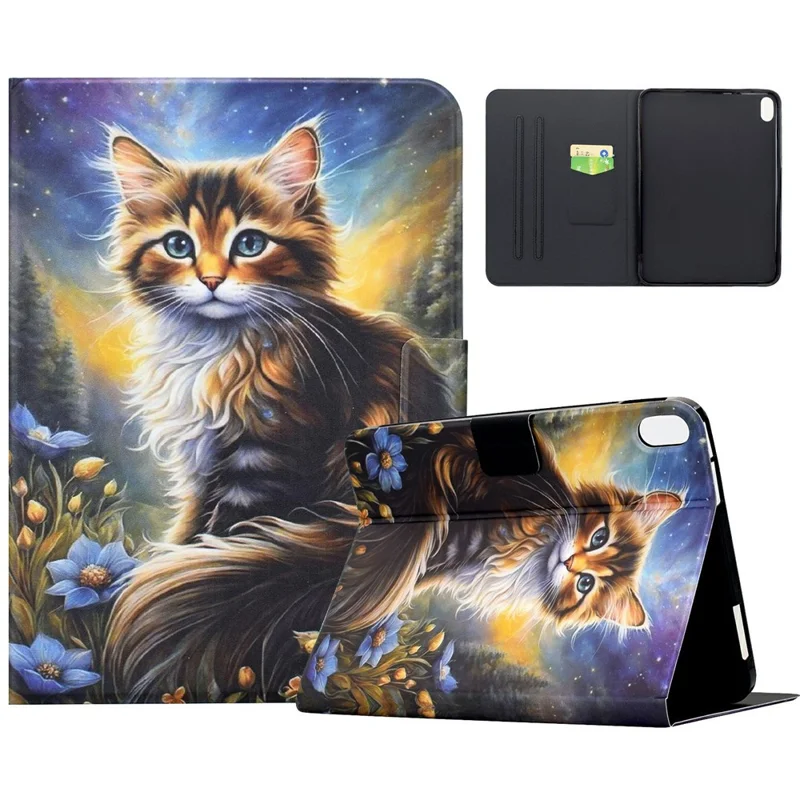 Voor Honor Pad X8a Hoes Patroonbedrukking Standaard Leren Tabletcover met Kaartvakken - Sterrennacht Kat