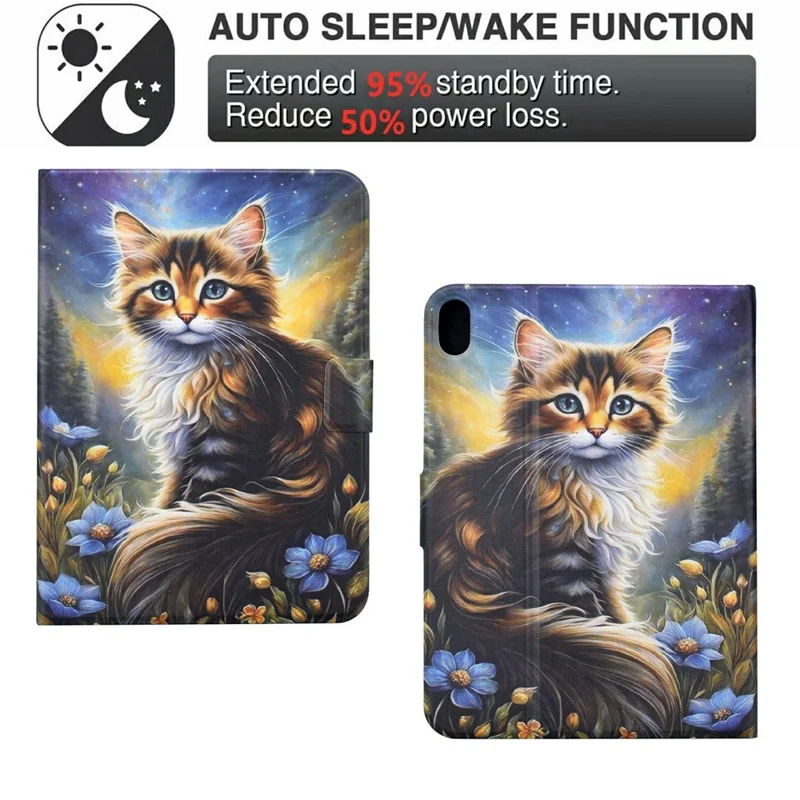Voor Honor Pad X8a Hoes Patroonbedrukking Standaard Leren Tabletcover met Kaartvakken - Sterrennacht Kat