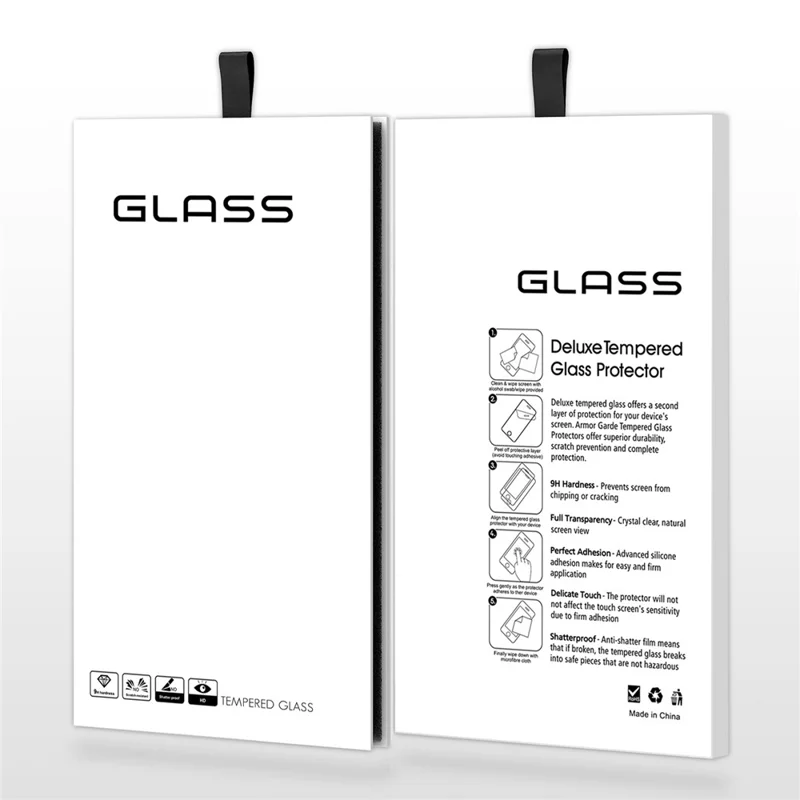 100Pcs Tempered Glass Screen Protector Packaging Box with Hook