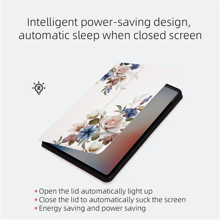Per Lenovo Tab M10 TB-X605F / X505 da 10,1 pollici Custodia per tablet con motivo floreale ben protetta Custodia in pelle + TPU Anti-drop Folio Flip Cover con supporto - Rose cinese