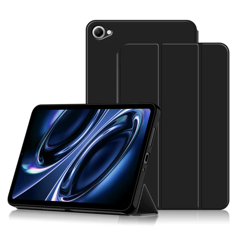 Funda para Xiaomi Redmi K Pad 2, carcasa de cuero PU y TPU trasera con soporte de tres pliegues - Negro