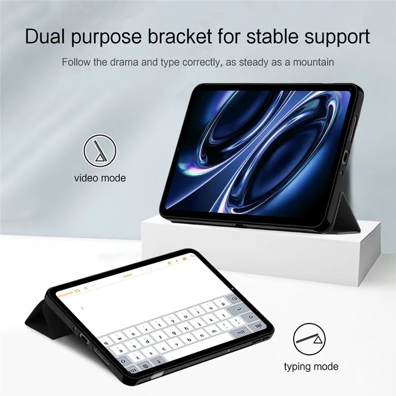 Funda para Xiaomi Redmi K Pad 2, carcasa de cuero PU y TPU trasera con soporte de tres pliegues - Negro