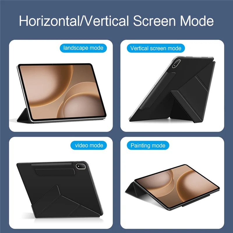 For Oppo Pad 5 Pro Y-type Stand Cover Anti-scratch Magnetic PU Leather Tablet Case - Black