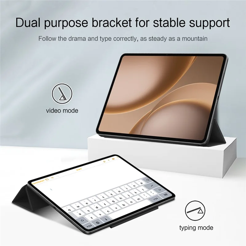 For Oppo Pad 5 Pro Y-type Stand Cover Anti-scratch Magnetic PU Leather Tablet Case - Black