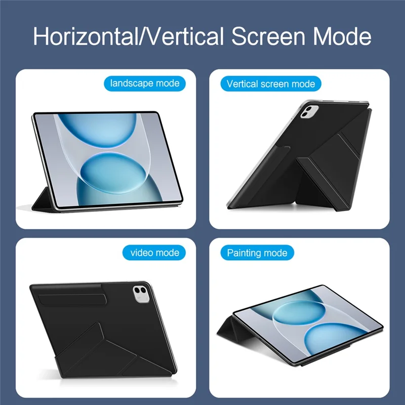 Étui de type Y pour Honor MagicPad 3 Pro 12,3, étui de protection magnétique en cuir PU anti-rayures avec support - Noir