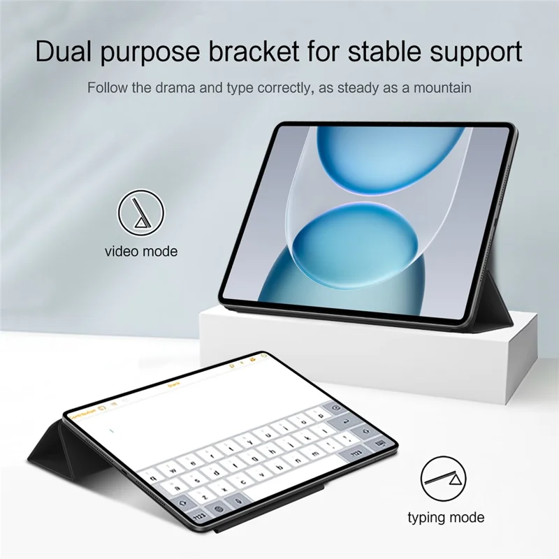 Étui de type Y pour Honor MagicPad 3 Pro 12,3, étui de protection magnétique en cuir PU anti-rayures avec support - Noir