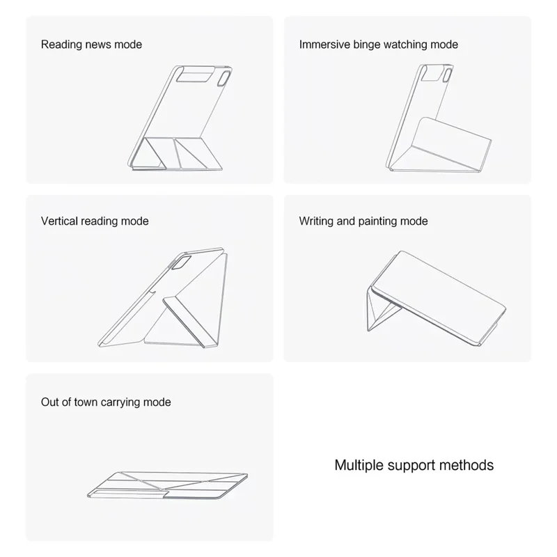 Étui de type Y pour Honor MagicPad 3 Pro 12,3, étui de protection magnétique en cuir PU anti-rayures avec support - Noir