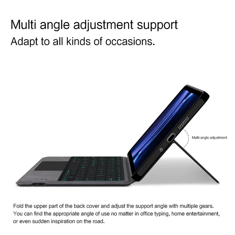 For Xiaomi Redmi Pad 2 SE Leather Case + Touchpad Bluetooth-Compatible Keyboard with Backlit - Black