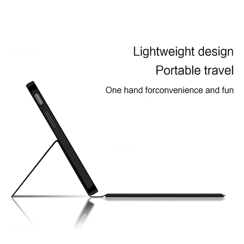 For Xiaomi Redmi Pad 2 SE Leather Case + Touchpad Bluetooth-Compatible Keyboard with Backlit - Black