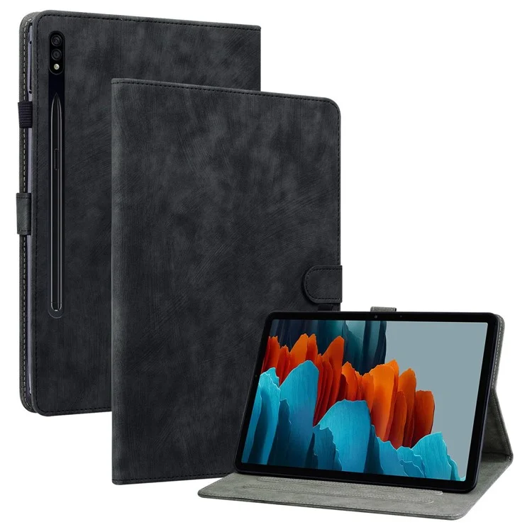 Pour Samsung Galaxy Tab S7 Plus / s8 + Case de Tablette Résistante à Gratter Mignon Tiger Motif de Tigre Imprimé Tpu + pu Couverture en Cuir Avec Support / Fente Pour Carte - le Noir