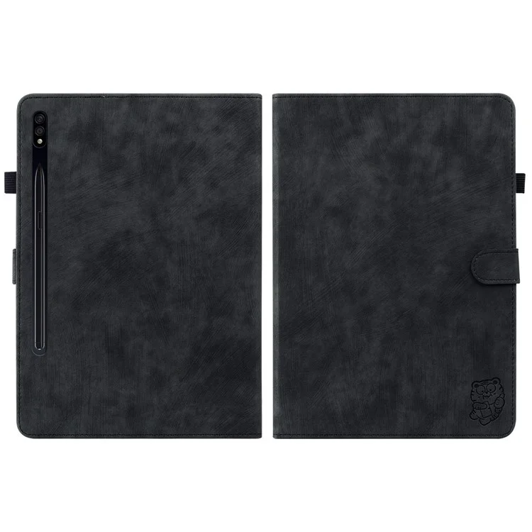 Pour Samsung Galaxy Tab S7 Plus / s8 + Case de Tablette Résistante à Gratter Mignon Tiger Motif de Tigre Imprimé Tpu + pu Couverture en Cuir Avec Support / Fente Pour Carte - le Noir
