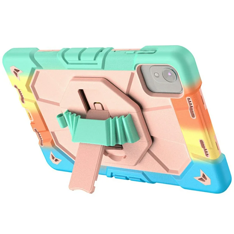 Case For Honor Pad X8 Pro  /  X9 Pro  /  X9a  /  X10 Pro with Kickstand Wrist Strap PC + Silicone Tablet Cover - Rainbow+Pink