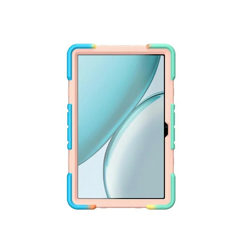 Case For Honor Pad X8 Pro  /  X9 Pro  /  X9a  /  X10 Pro with Kickstand Wrist Strap PC + Silicone Tablet Cover - Rainbow+Pink