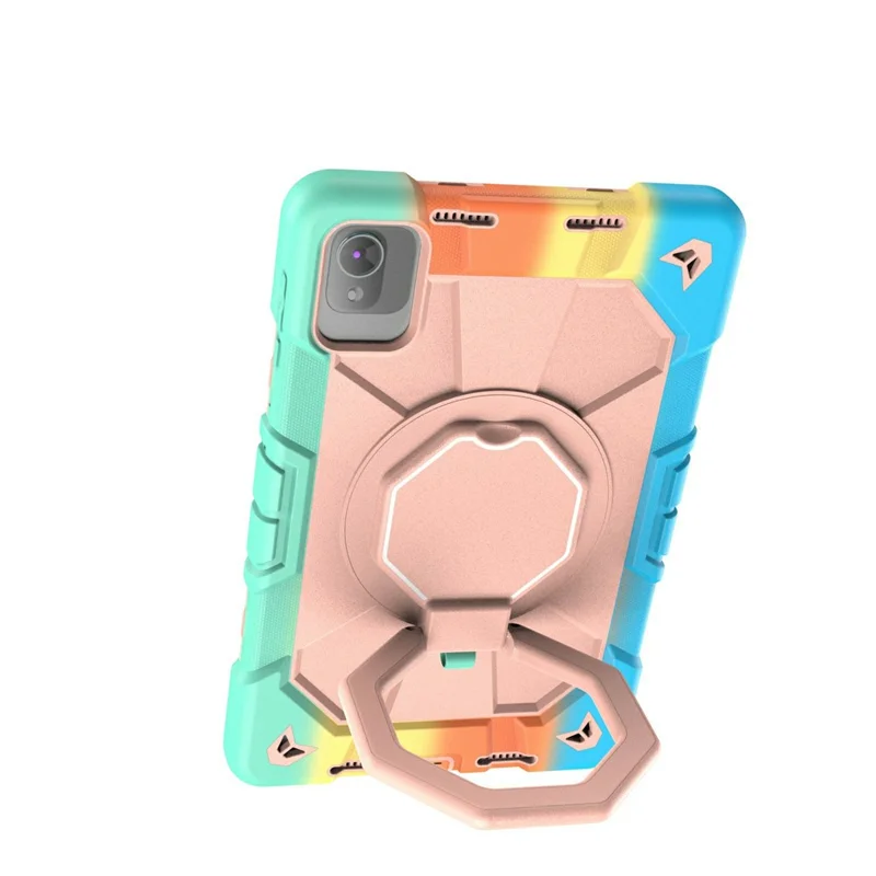 Case For Honor Pad X8 Pro  /  X9 Pro  /  10 Pro  /  X9a with Hand Grip Kickstand PC + Silicone Tablet Cover - Rainbow+Pink