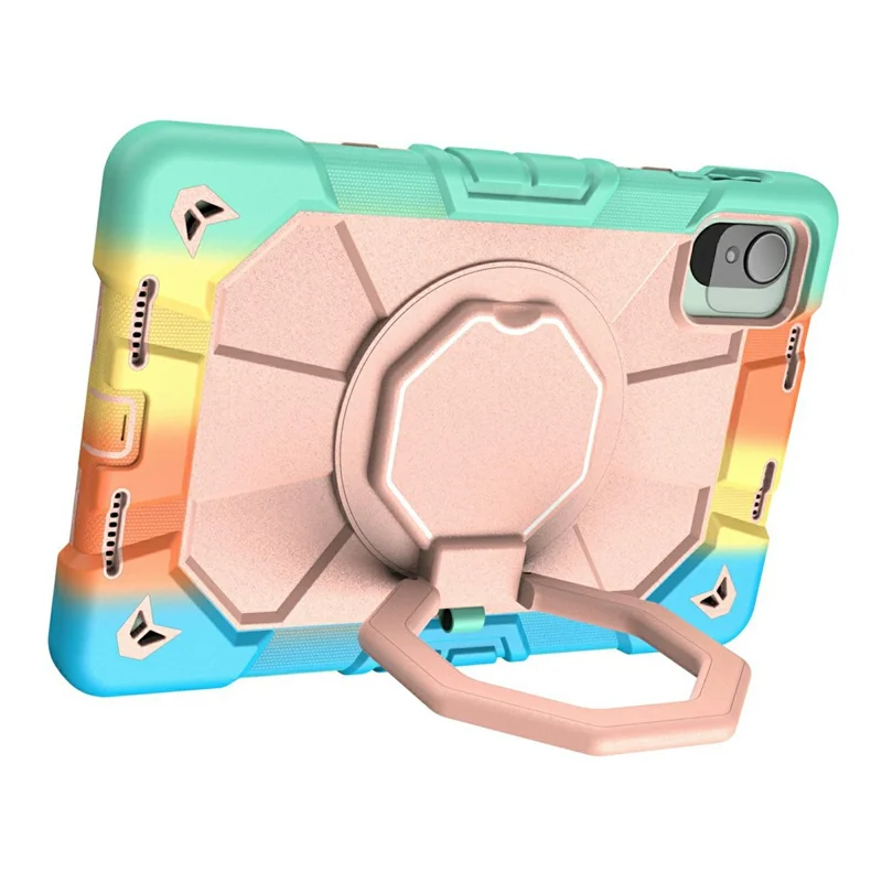 Case For Honor Pad X8 Pro  /  X9 Pro  /  10 Pro  /  X9a with Hand Grip Kickstand PC + Silicone Tablet Cover - Rainbow+Pink