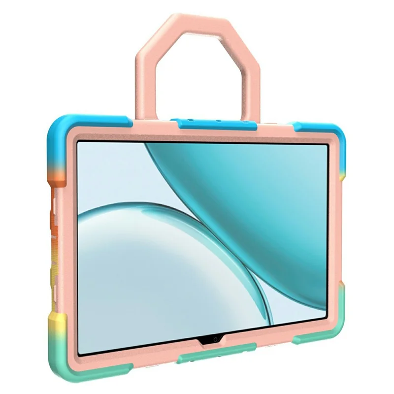 Case For Honor Pad X8 Pro  /  X9 Pro  /  10 Pro  /  X9a with Hand Grip Kickstand PC + Silicone Tablet Cover - Rainbow+Pink