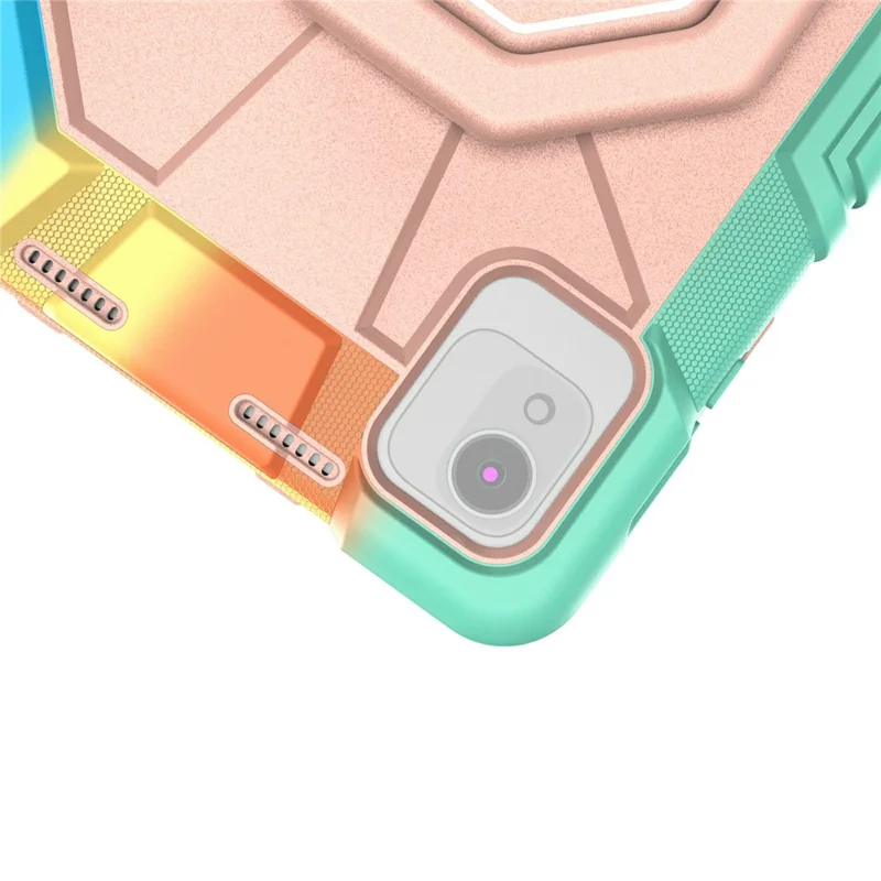 Case For Honor Pad X8 Pro  /  X9 Pro  /  10 Pro  /  X9a with Hand Grip Kickstand PC + Silicone Tablet Cover - Rainbow+Pink