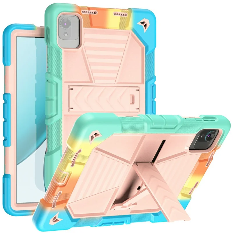 Tablet Case For Honor Pad X8 Pro  /  9 Pro  /  X9a  /  10 Pro with Kickstand PC + Silicone Shockproof Protective Cover - Rainbow+Pink