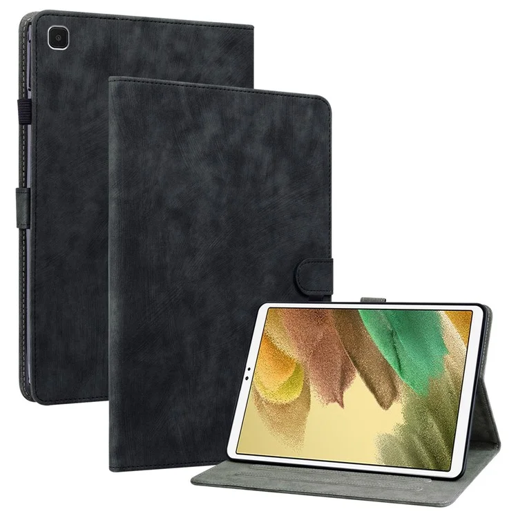 Para Samsung Galaxy Tab A7 Lite de 8.7 Pulgadas, Estuche a Prueba de Choque Lindo Impronta de Patrón de Tigre TPU+PU Cubierta de Cubierta de Cuero Con Soporte / Ranura Para Tarjetas - Negro