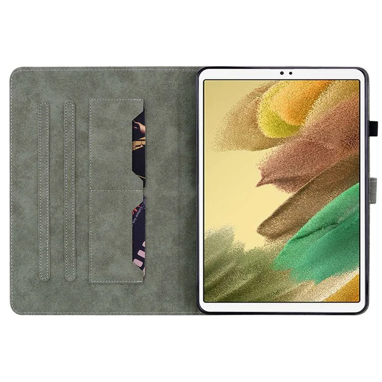 Para Samsung Galaxy Tab A7 Lite de 8.7 Pulgadas, Estuche a Prueba de Choque Lindo Impronta de Patrón de Tigre TPU+PU Cubierta de Cubierta de Cuero Con Soporte / Ranura Para Tarjetas - Negro