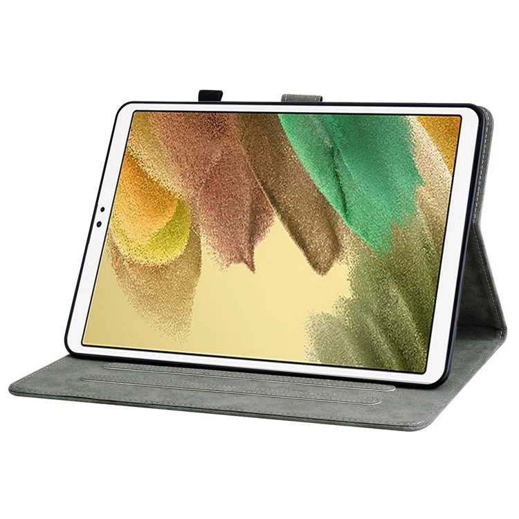 Para Samsung Galaxy Tab A7 Lite de 8.7 Pulgadas, Estuche a Prueba de Choque Lindo Impronta de Patrón de Tigre TPU+PU Cubierta de Cubierta de Cuero Con Soporte / Ranura Para Tarjetas - Negro