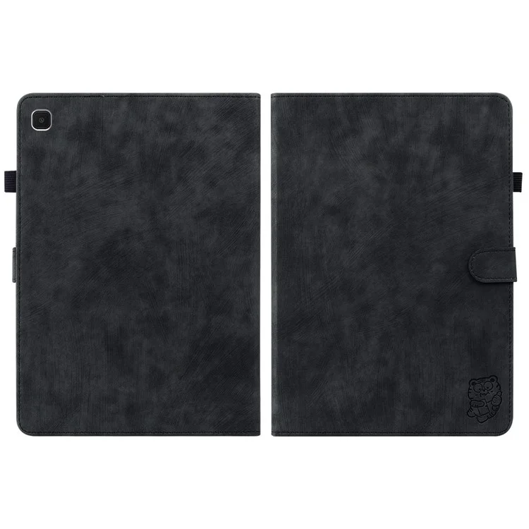 Para Samsung Galaxy Tab A7 Lite de 8.7 Pulgadas, Estuche a Prueba de Choque Lindo Impronta de Patrón de Tigre TPU+PU Cubierta de Cubierta de Cuero Con Soporte / Ranura Para Tarjetas - Negro