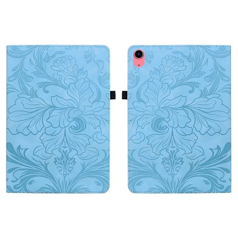 Funda para iPad (2025) / iPad 10.9 (2022) con diseño floral, funda tipo folio de cuero PU con ranuras para tarjetas - Azul bebé