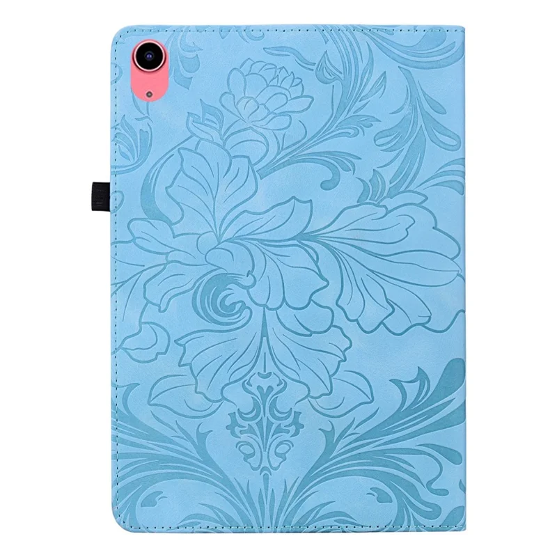 Funda para iPad (2025) / iPad 10.9 (2022) con diseño floral, funda tipo folio de cuero PU con ranuras para tarjetas - Azul bebé