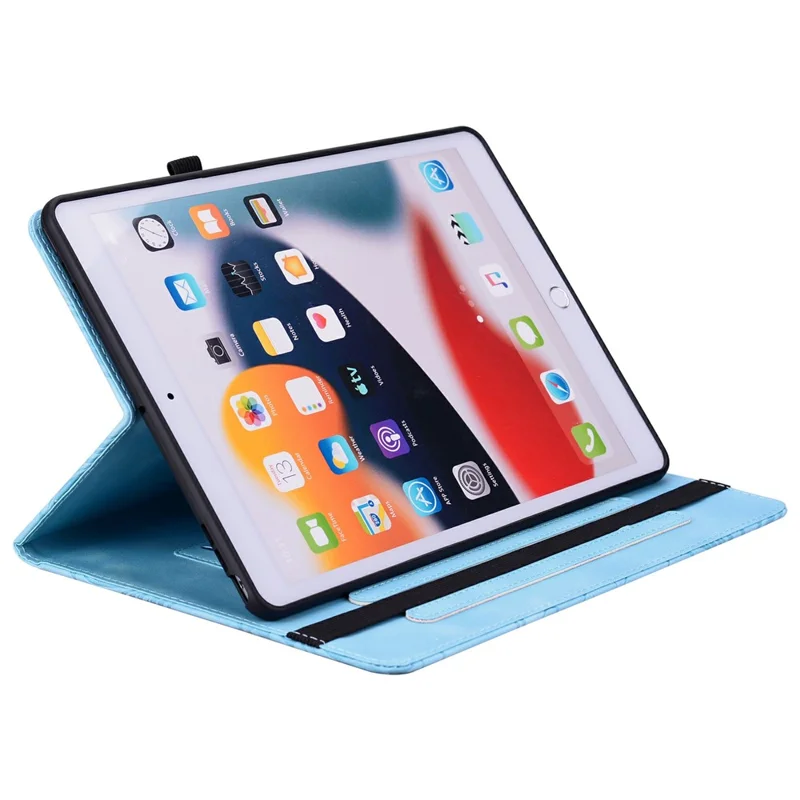 Чехол для планшета iPad 10.2 (2021) / (2020) / (2019) с цветочным узором, сумка-фолио из искусственной кожи с кармашками для карт — голубой