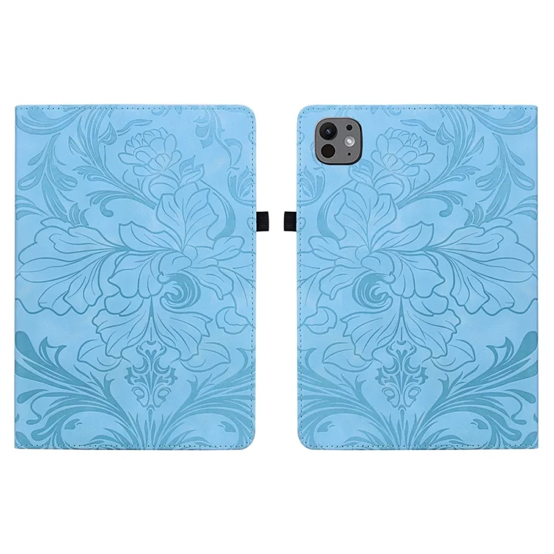 Für iPad Pro 11 (2025) / (2024) Tasche Blumenmuster Folio PU-Leder-Tablet-Hülle mit Kartenfächern - Hellblau
