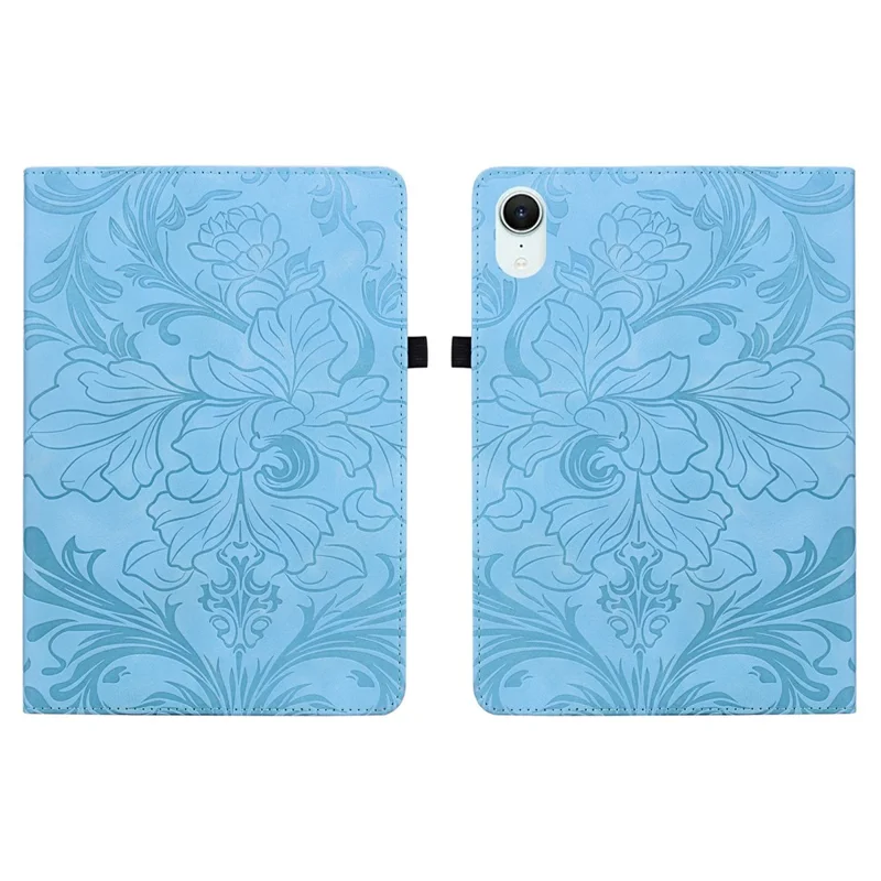 For iPad mini (2024) / (2021) Case Floral Pattern Folio PU Leather Tablet Cover with Card Slots - Baby Blue