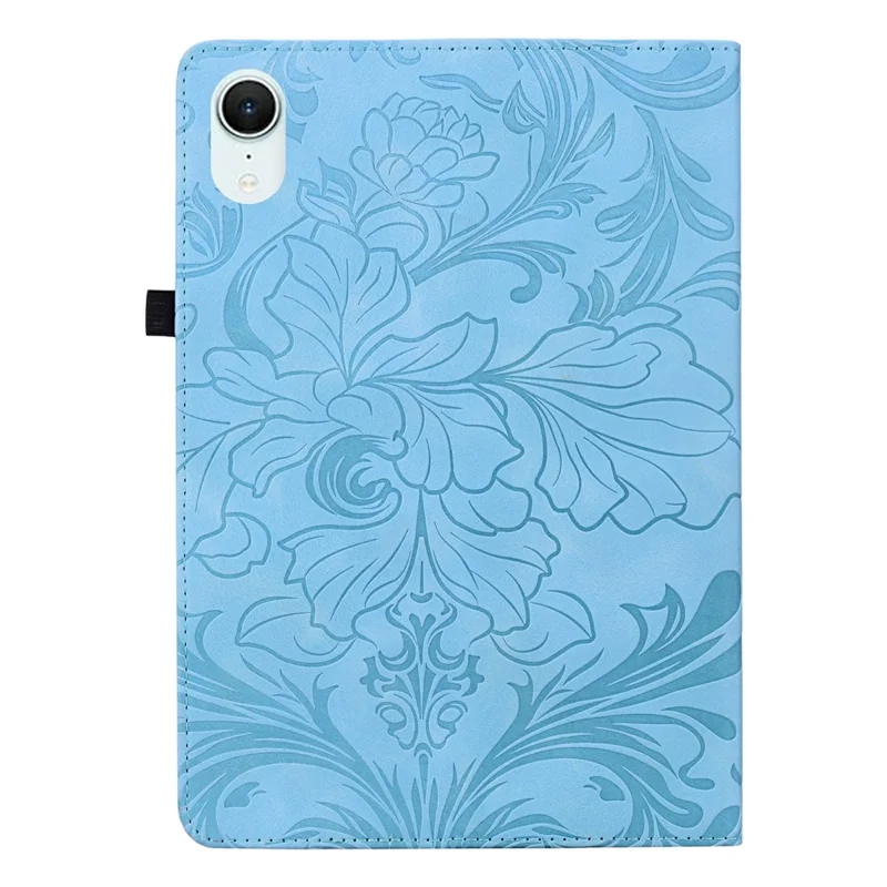 For iPad mini (2024) / (2021) Case Floral Pattern Folio PU Leather Tablet Cover with Card Slots - Baby Blue