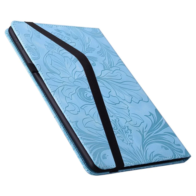 For iPad mini (2024) / (2021) Case Floral Pattern Folio PU Leather Tablet Cover with Card Slots - Baby Blue