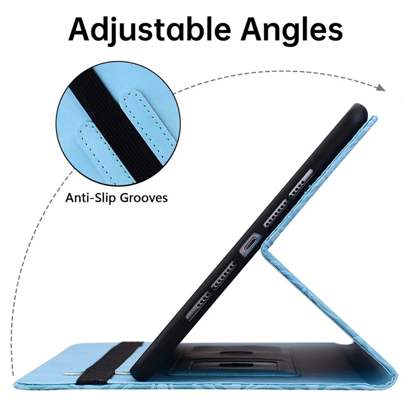 For iPad mini (2024) / (2021) Case Floral Pattern Folio PU Leather Tablet Cover with Card Slots - Baby Blue