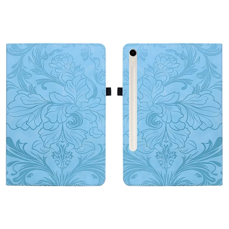 Tablet Case For Samsung Galaxy Tab S10 FE / S10 Lite / S9 / S9 FE Floral Pattern Folio PU Leather Cover with Card Slots - Baby Blue