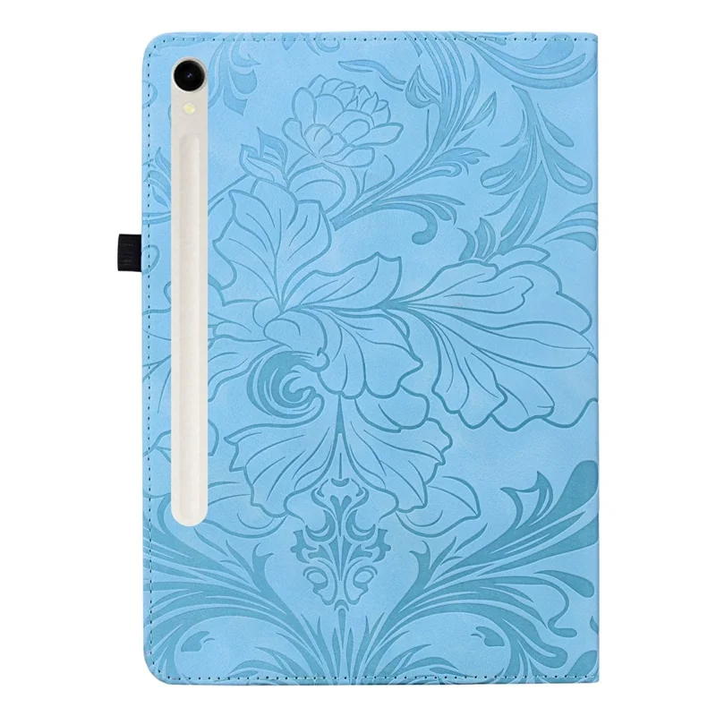 Tablet Case For Samsung Galaxy Tab S10 FE / S10 Lite / S9 / S9 FE Floral Pattern Folio PU Leather Cover with Card Slots - Baby Blue