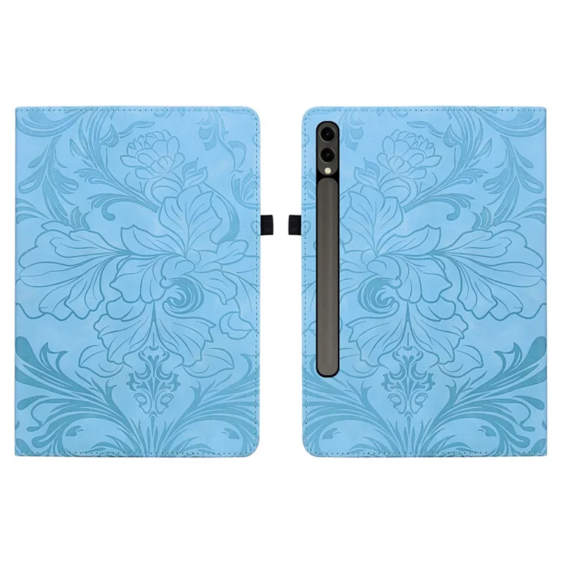 Tablet-Hülle für Samsung Galaxy Tab S10+ / S9+ / S9 FE+ / S8+ mit floralem Muster, Folio-PU-Leder-Cover mit Kartenfächern – Babyblau