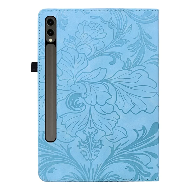 Tablet-Hülle für Samsung Galaxy Tab S10+ / S9+ / S9 FE+ / S8+ mit floralem Muster, Folio-PU-Leder-Cover mit Kartenfächern – Babyblau