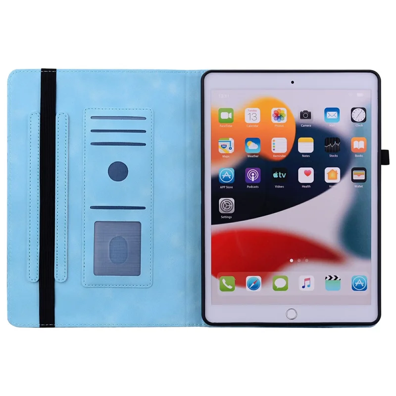 Tablet-Hülle für Samsung Galaxy Tab S10+ / S9+ / S9 FE+ / S8+ mit floralem Muster, Folio-PU-Leder-Cover mit Kartenfächern – Babyblau