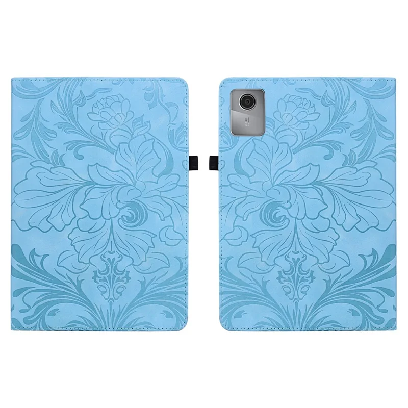 For Lenovo Tab M11 / Xiaoxin Pad 11 2024 Case Floral Pattern Folio PU Leather Tablet Cover with Card Slots - Baby Blue