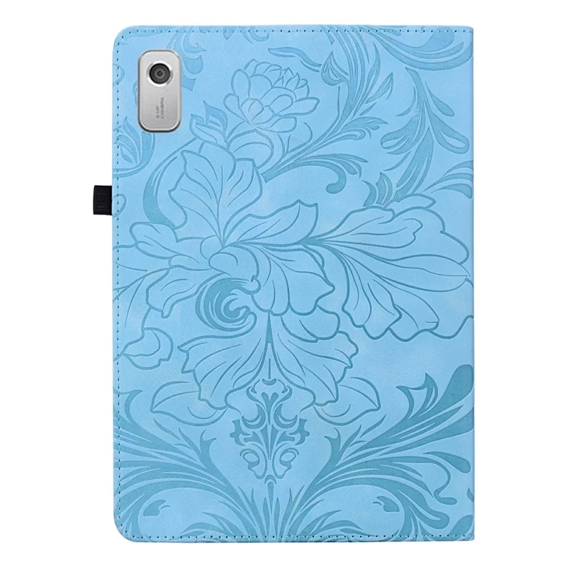 Funda para Lenovo Tab M9 con Diseño Floral, Funda Tipo Libro de Cuero PU con Ranuras para Tarjetas - Azul Bebé