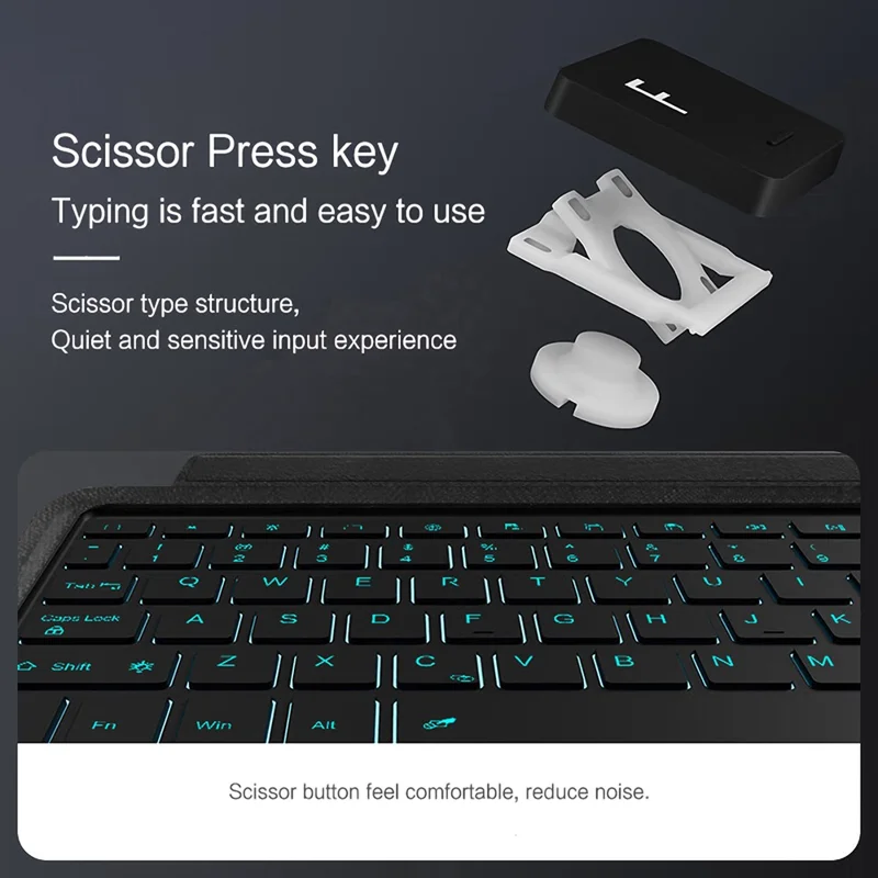 Funda de cuero para OnePlus Pad 3 Pro + teclado compatible con Bluetooth con retroiluminación y touchpad - Negro