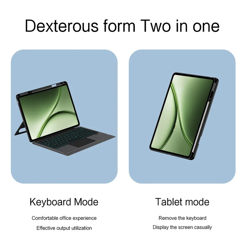 Funda de cuero para OnePlus Pad 3 Pro + teclado compatible con Bluetooth con retroiluminación y touchpad - Negro