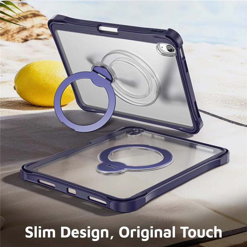 Étui pour iPad (2025) / iPad 10,9 (2022) avec support pivotant, coque de protection PC + TPU anti-choc pour tablette - Bleu marine