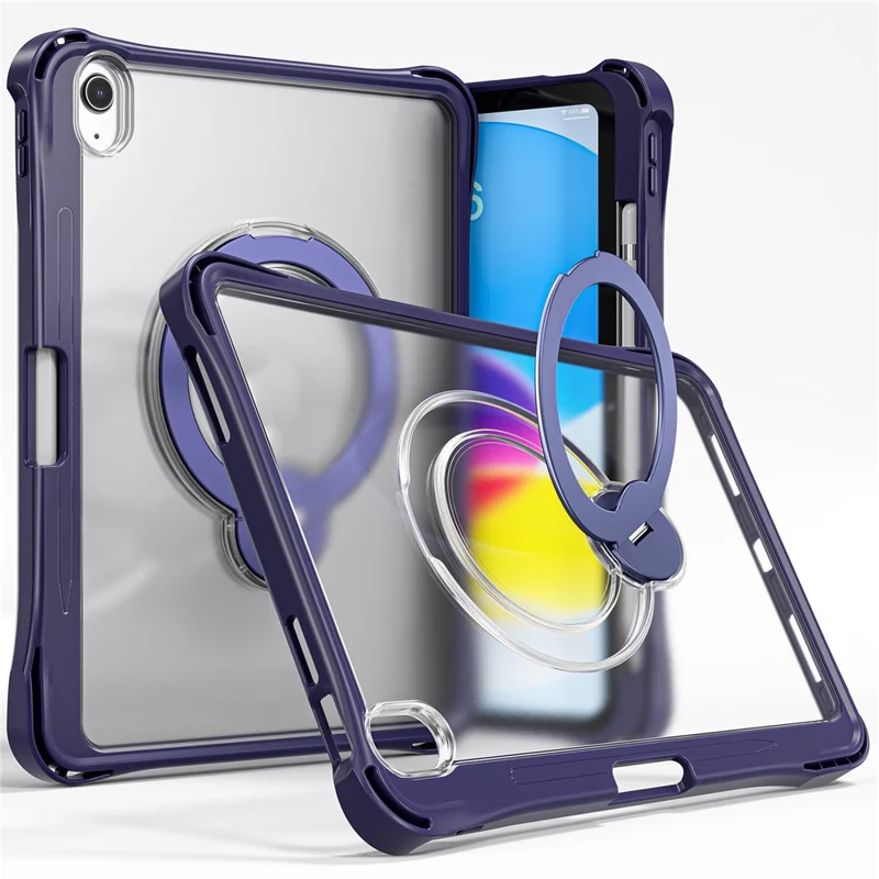 Étui pour iPad (2025) / iPad 10,9 (2022) avec support pivotant, coque de protection PC + TPU anti-choc pour tablette - Bleu marine