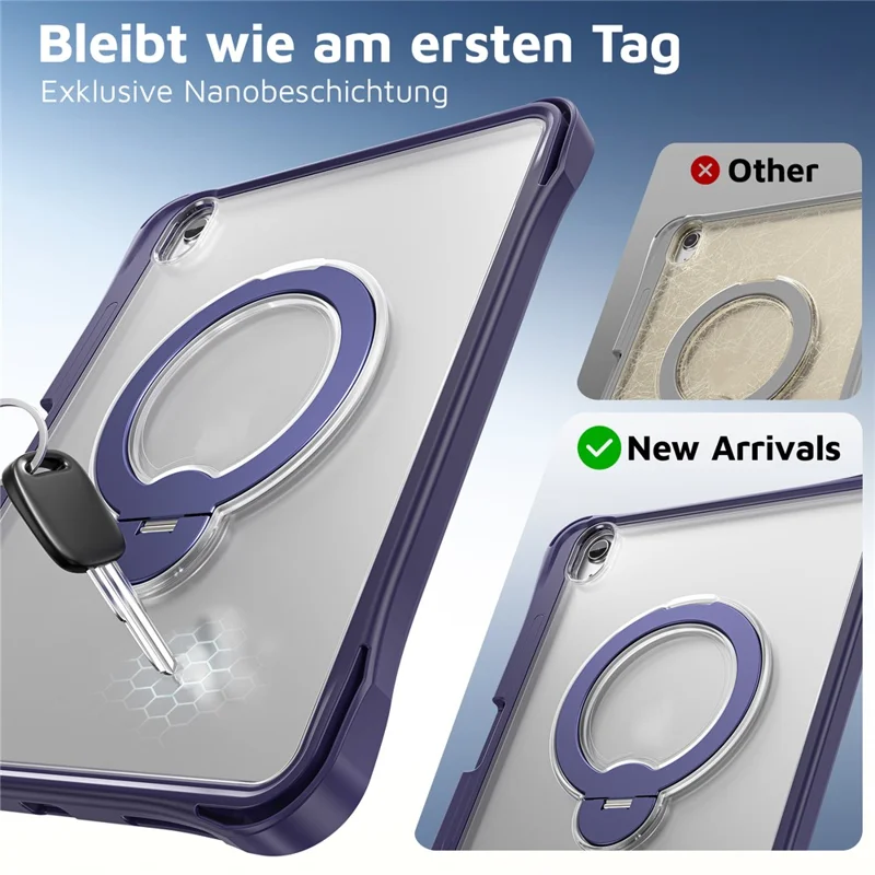 Étui pour iPad (2025) / iPad 10,9 (2022) avec support pivotant, coque de protection PC + TPU anti-choc pour tablette - Bleu marine