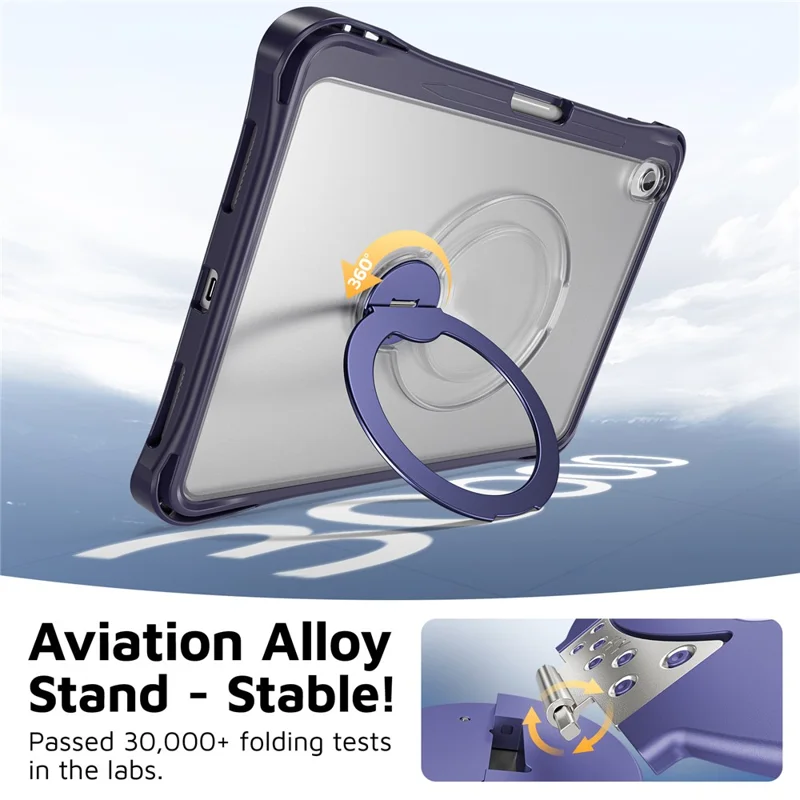 Étui pour iPad (2025) / iPad 10,9 (2022) avec support pivotant, coque de protection PC + TPU anti-choc pour tablette - Bleu marine
