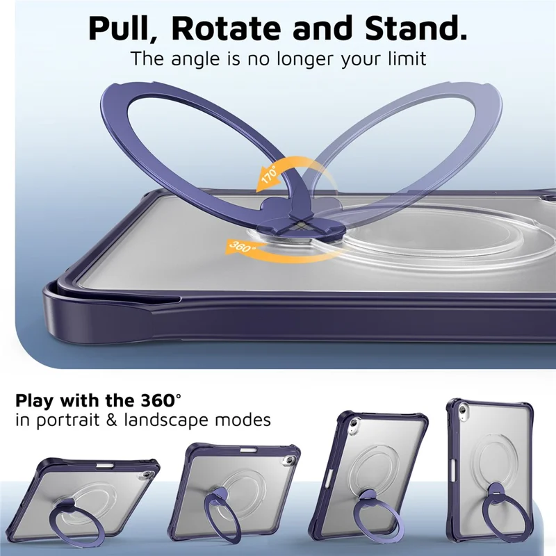 Étui pour iPad (2025) / iPad 10,9 (2022) avec support pivotant, coque de protection PC + TPU anti-choc pour tablette - Bleu marine