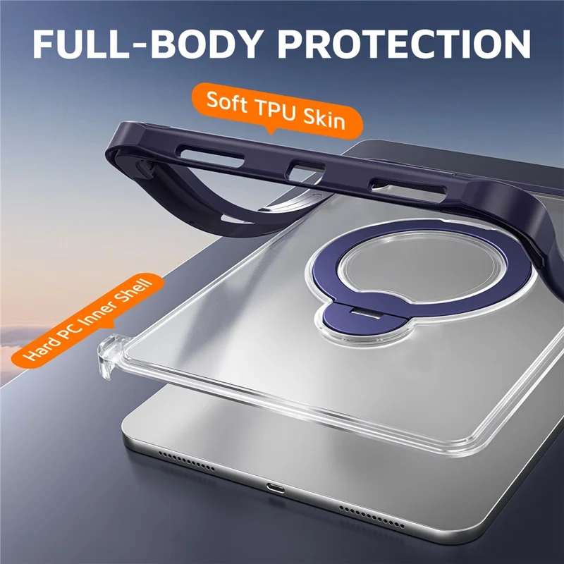 Coque pour iPad (2025) / iPad 10,9 (2022) avec support pivotant PC + TPU étui antichoc avec dragonne - Bleu marine