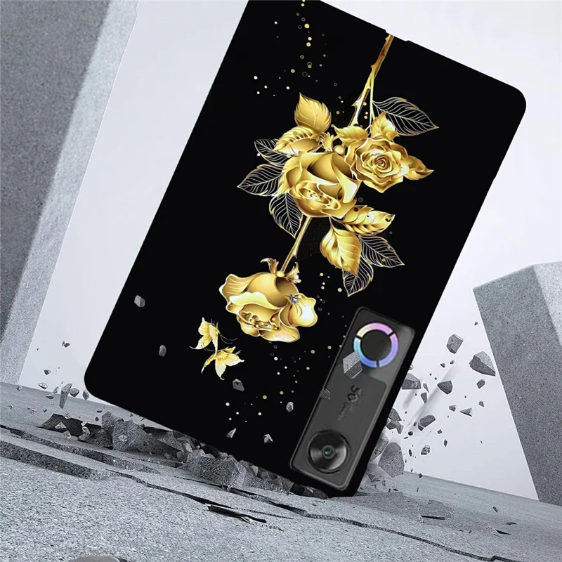For Lenovo Legion Y700 (Gen 5) TPU Case Pattern Printing Slim Tablet Protective Cover - Golden Butterfly Rose